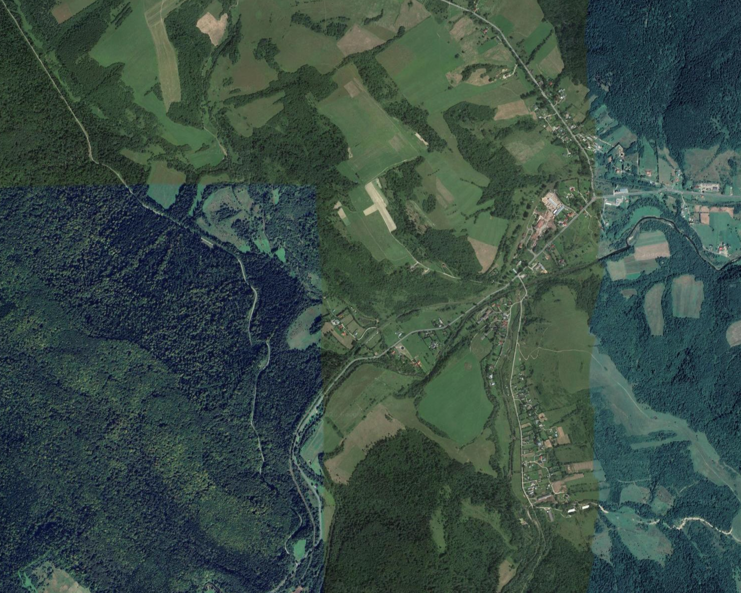 Krościenko z lotu ptaka – wieś otoczona lasami w Bieszczadach