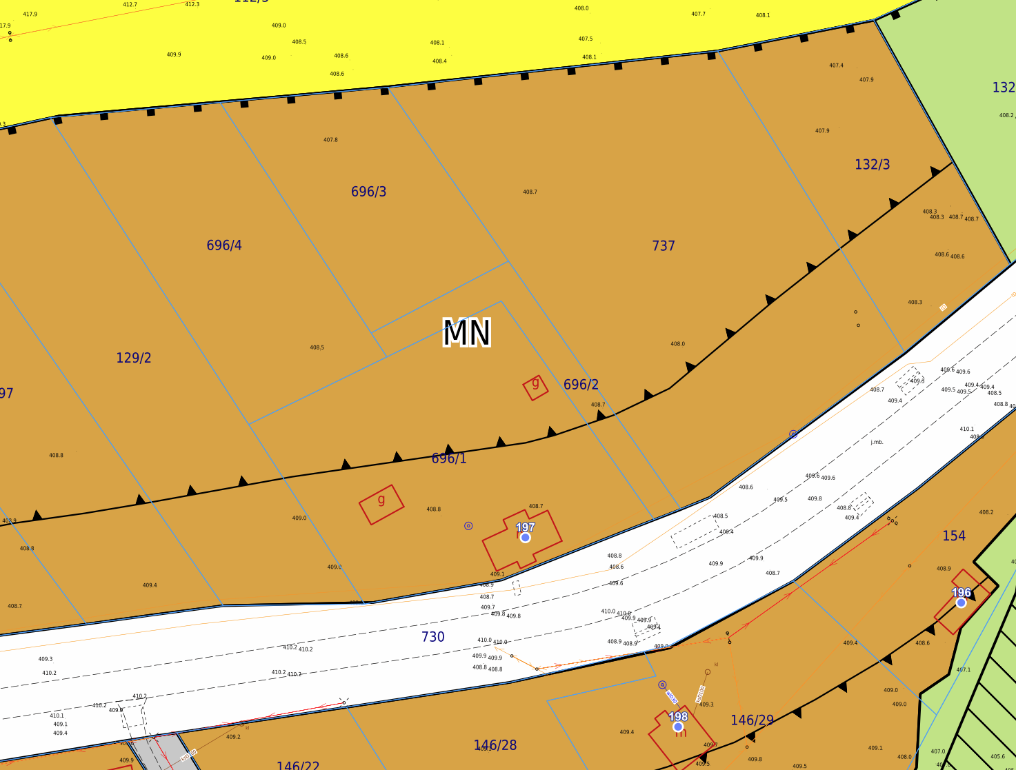 Plan zagospodarowania przestrzennego – działka 696/1, symbol MN